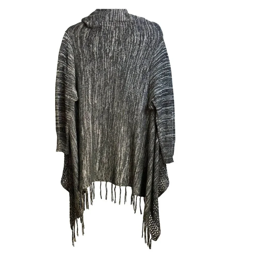 One World  Size XL  Live and Let Live Women's Cardigan Sweater Gray/Black